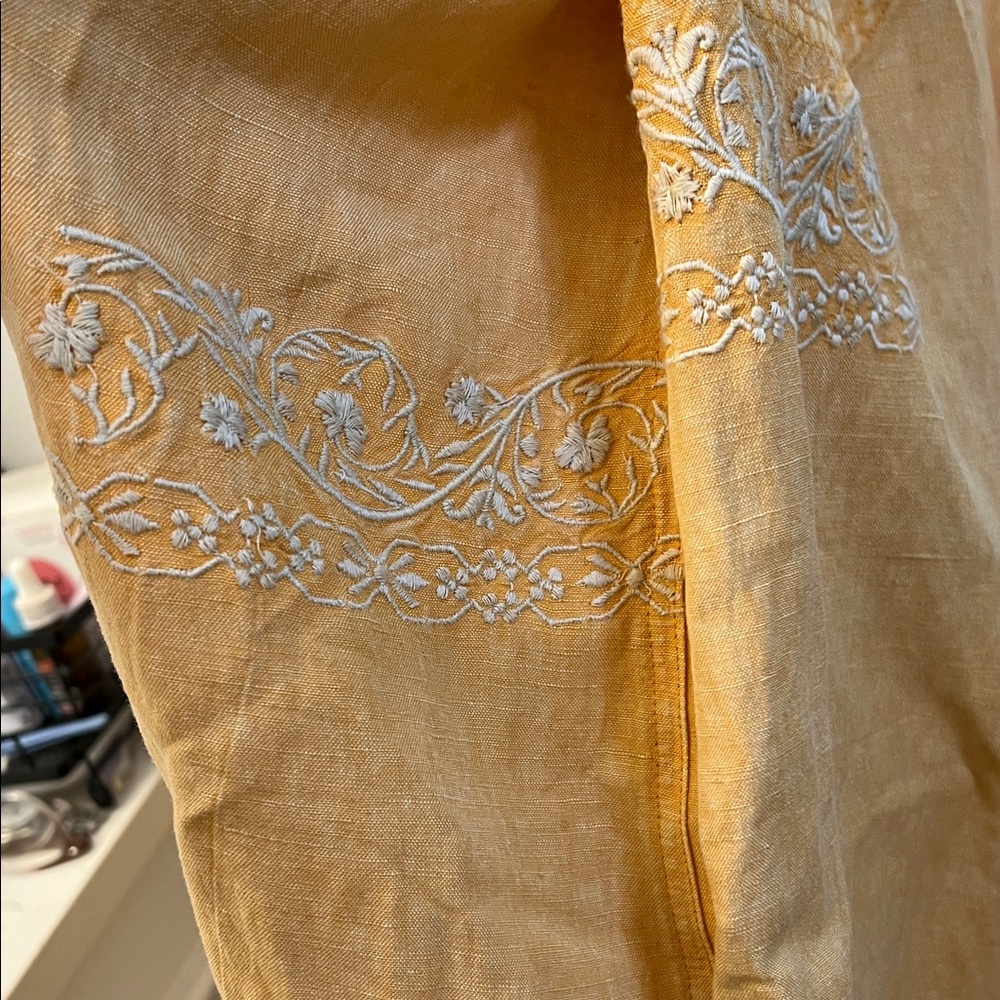 Anthropologie Yellow Wide Leg Pants - Picture 6 of 9